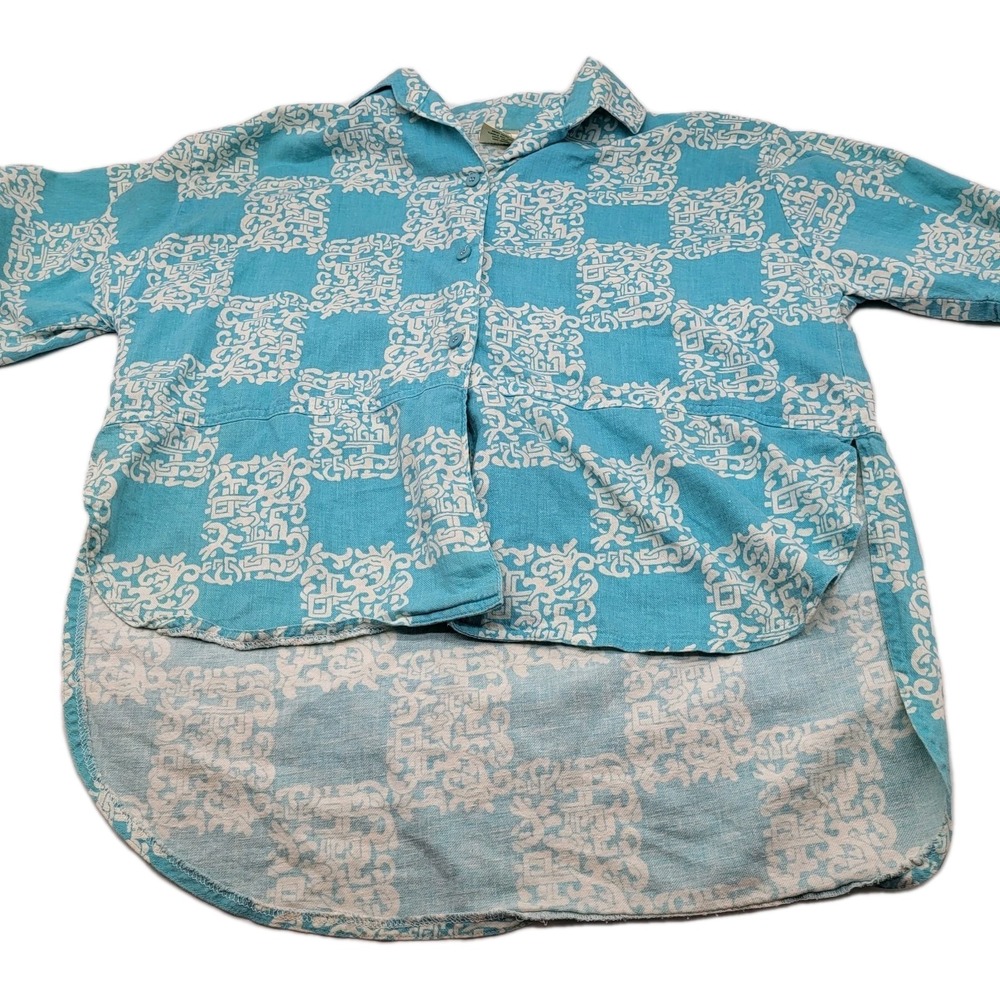 Gordon & Smith Mens M 90s Vintage Surf High Low Checkered Shirt G&S